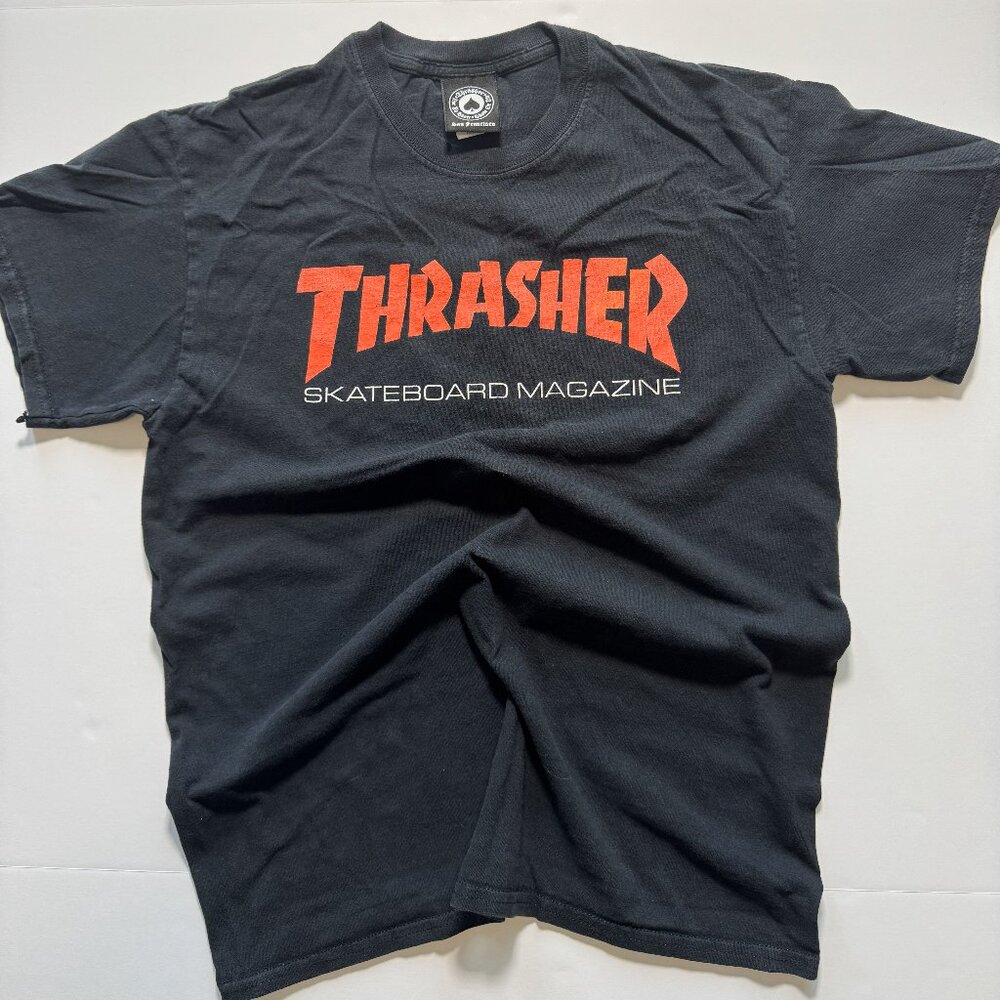 Vintage Y2K 2000's Thrasher Skateboard Magazine Skater Skate Medium Black Shirt